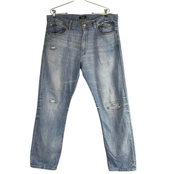 Polo by Ralph Lauren Other - Polo by Ralph Lauren Classic Fit Distressed Mens Jeans Light Wash 36X34